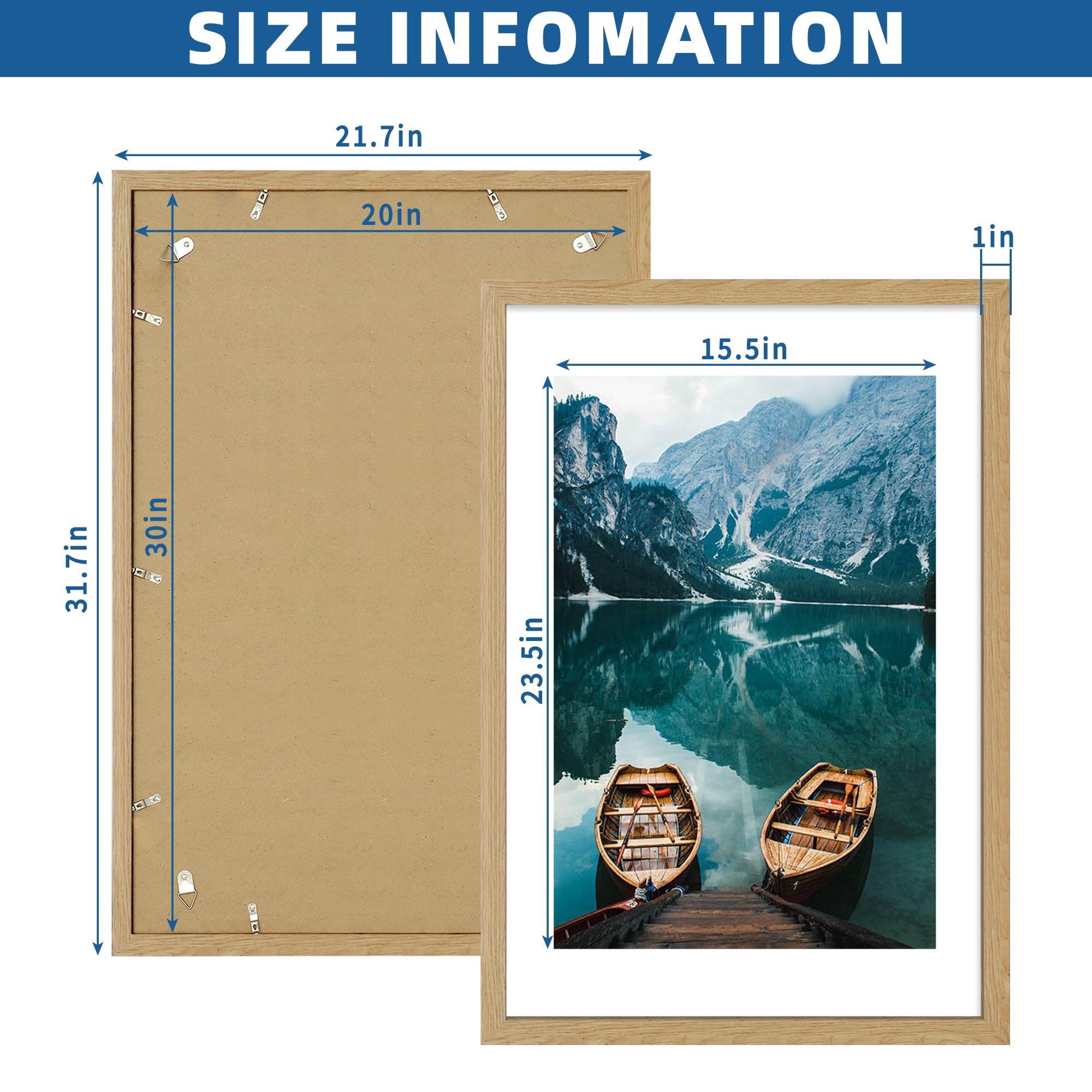 木製フレーム Amazon.com - Hongkee 20x30 Frame Set of 2, Natural Oak Wood Style